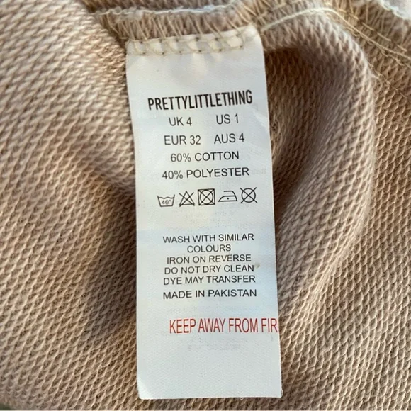 EUC PrettyLittleThing Women Stone Polo Collar Sweatshirt Mini Dress Size US 1 - Picture 10 of 12